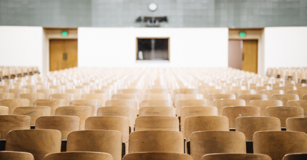 empty seats in an auditorium.
