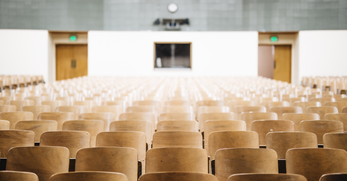 empty seats in an auditorium.
